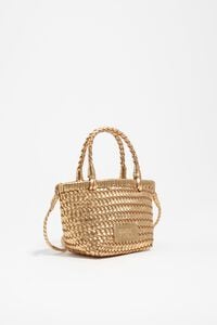 Bolsa mini trenzada piel oro