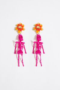 Pendientes esqueletos trenzados fucsia