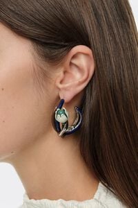 Silver enameled maxi tulip hoop earrings