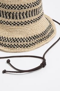 Gorro rafia papel ikat natural y negro