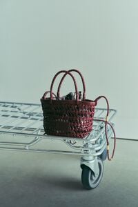 Dark cherry leather plaited mini bag