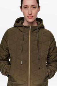 Khaki mid-length padded puffer