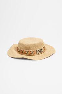 Canotier rafia cinta bordada multicolor