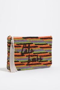 Bolsa de mano trenzada grande algod&oacute;n naranja