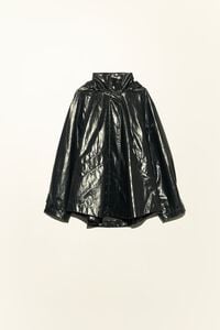Short black A-line trench