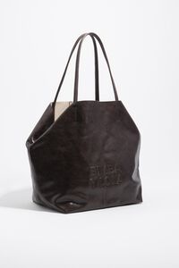 Large dark chocolate leather shopper bag