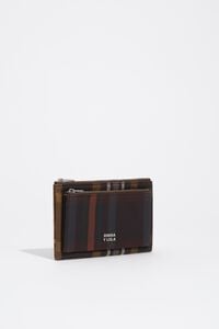 Coated chocolate green tartan pocket purse