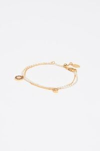 Pulsera doble cadena perla logo caf&eacute;