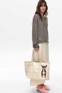 Bolsa shopper grande Tart&aacute;n marfil