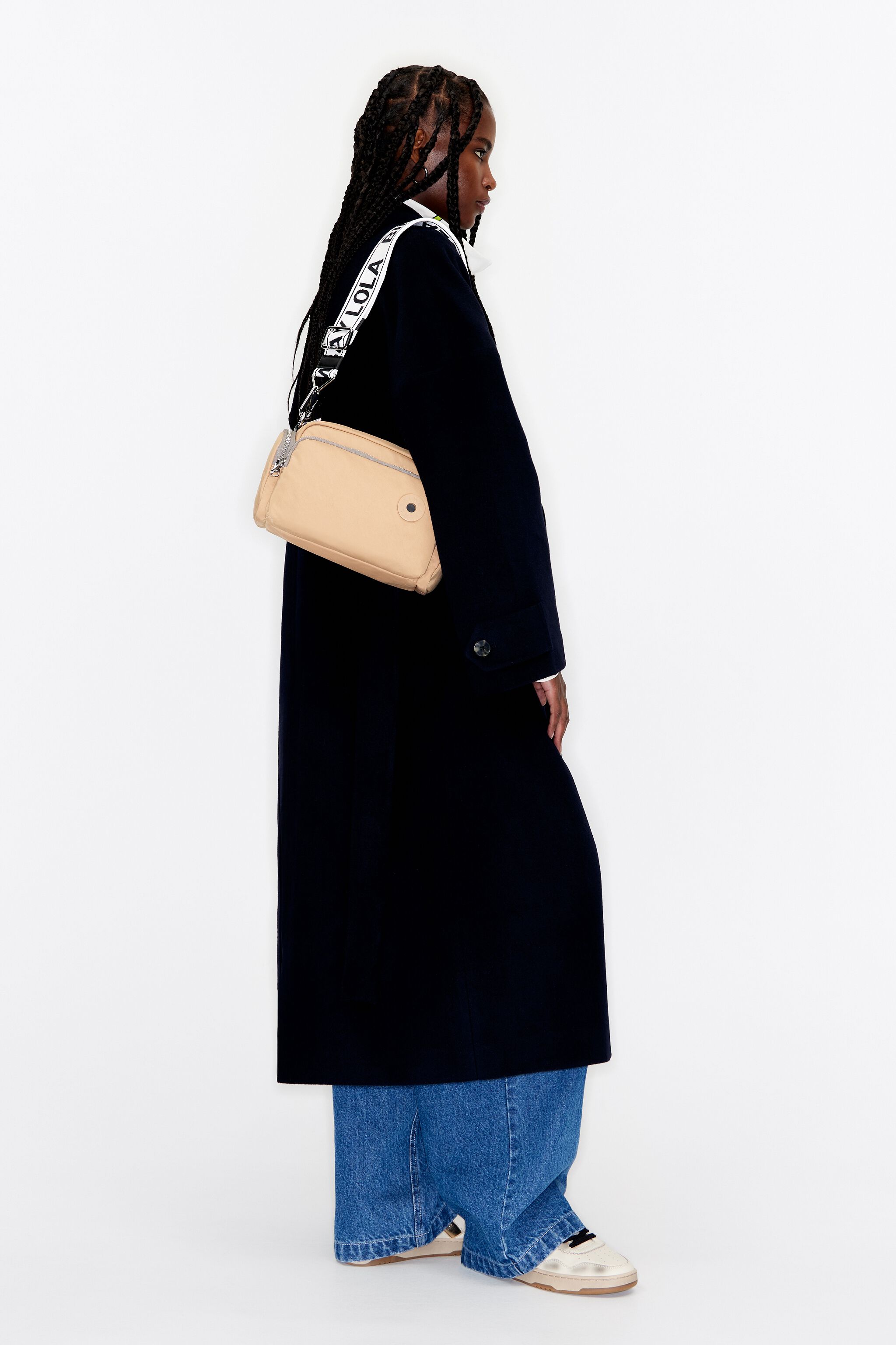 M tan nylon crossbody bag