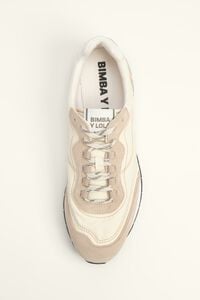 Cream suede and fabric 13 23 sneaker