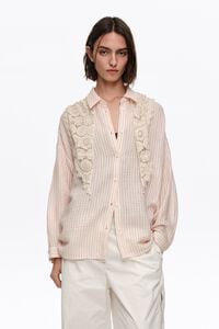 Camisa pa&ntilde;uelo de crochet rayas roja