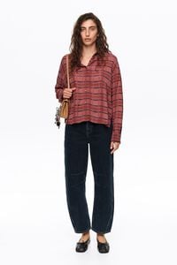 Camisa fluida boxy cuadros granate