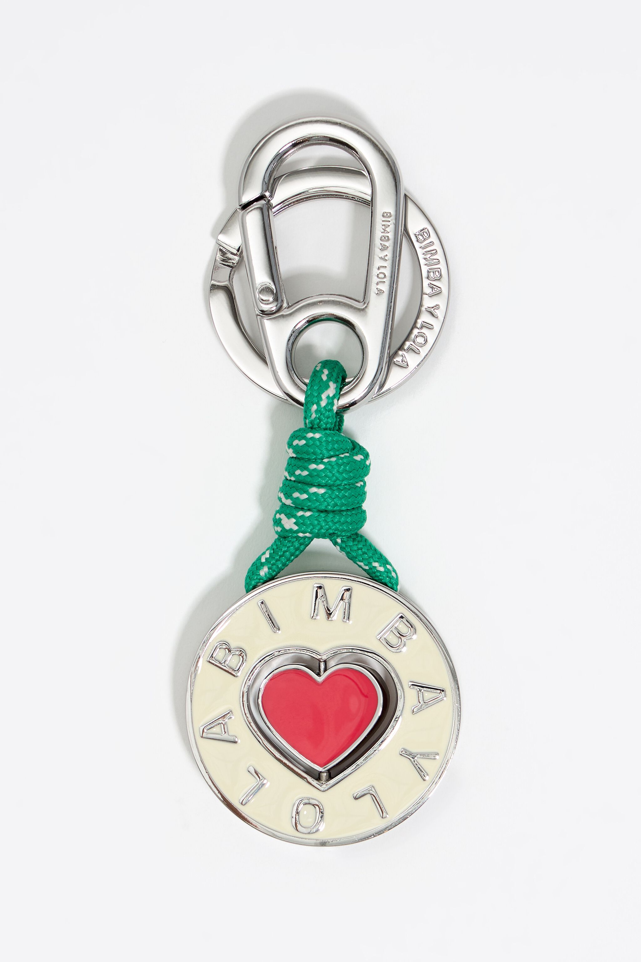 Silver heart circular key ring