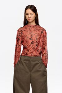 Camiseta tul fruncida Lynx café