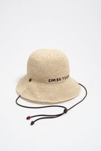 Gorro rafia papel natural con piel