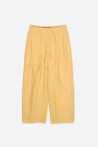 Pantal&oacute;n recto pinzas lino amarillo