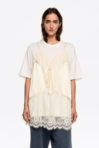 Ivory lace layer T-shirt top