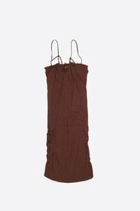 Vestido tirantes ajustable midi caf&eacute;