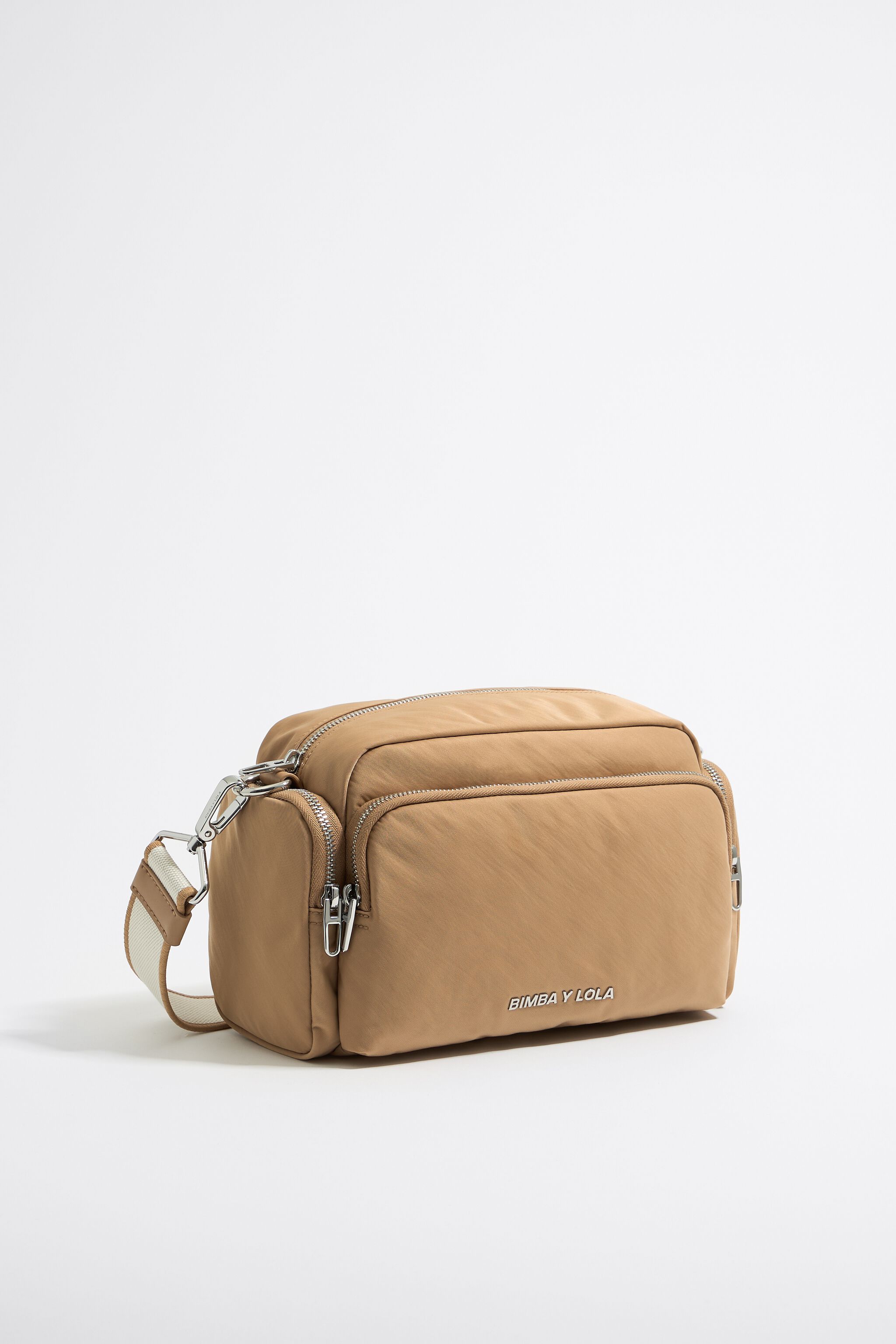 Medium tan nylon crossbody bag