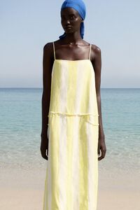 Vestido recto lino stripes lima