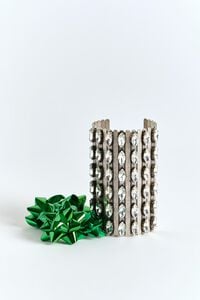 Pulsera rígida cristales y metal plateado envejecido