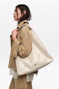 Bolsa Paper Bikini maxi piel brillante crema
