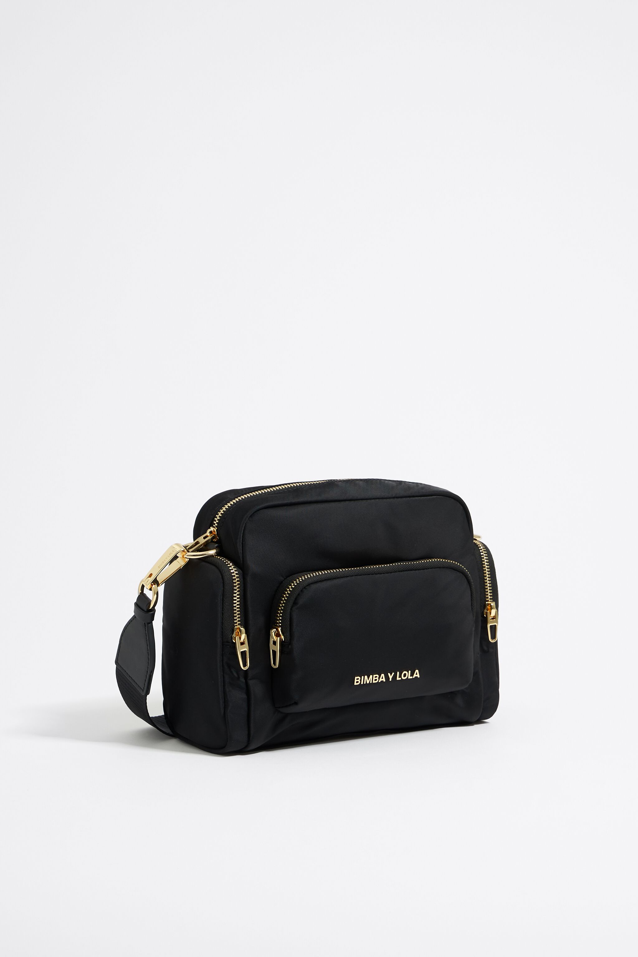 Medium black multi pocket crossbody bag