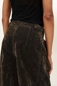 BARREL - Dark khaki flocked cotton trousers