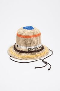 Raffia-effect hat with multicolor stripes