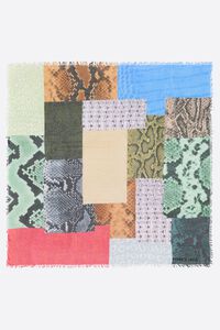Mascada patchwork geom&eacute;trico piel serpiente
