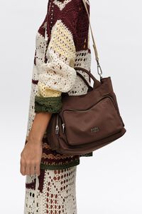 Bolsa bandolera Pocket grande nylon caf&eacute; oscuro