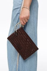 Dark brown medium leather zip clutch