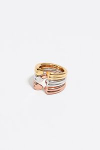 Three-tone hearts ring