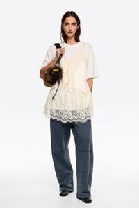 Ivory lace layer T-shirt top