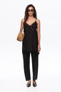 STRAIGHT CROPPED - Black ankle-length denim trousers