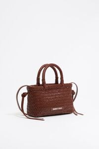 Walnut plaited leather mini bag