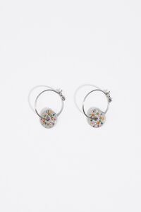 Medium silver logo and crystals hoop earrings