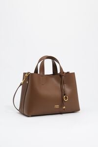 Large golden brown leather Chihuahua tote bag