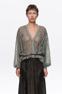 C&aacute;rdigan calado de mohair gris melange