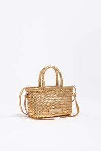Bolsa mini trenzada piel oro