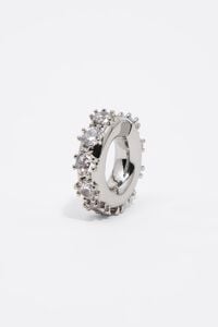 Silver crystals ear cuff earring