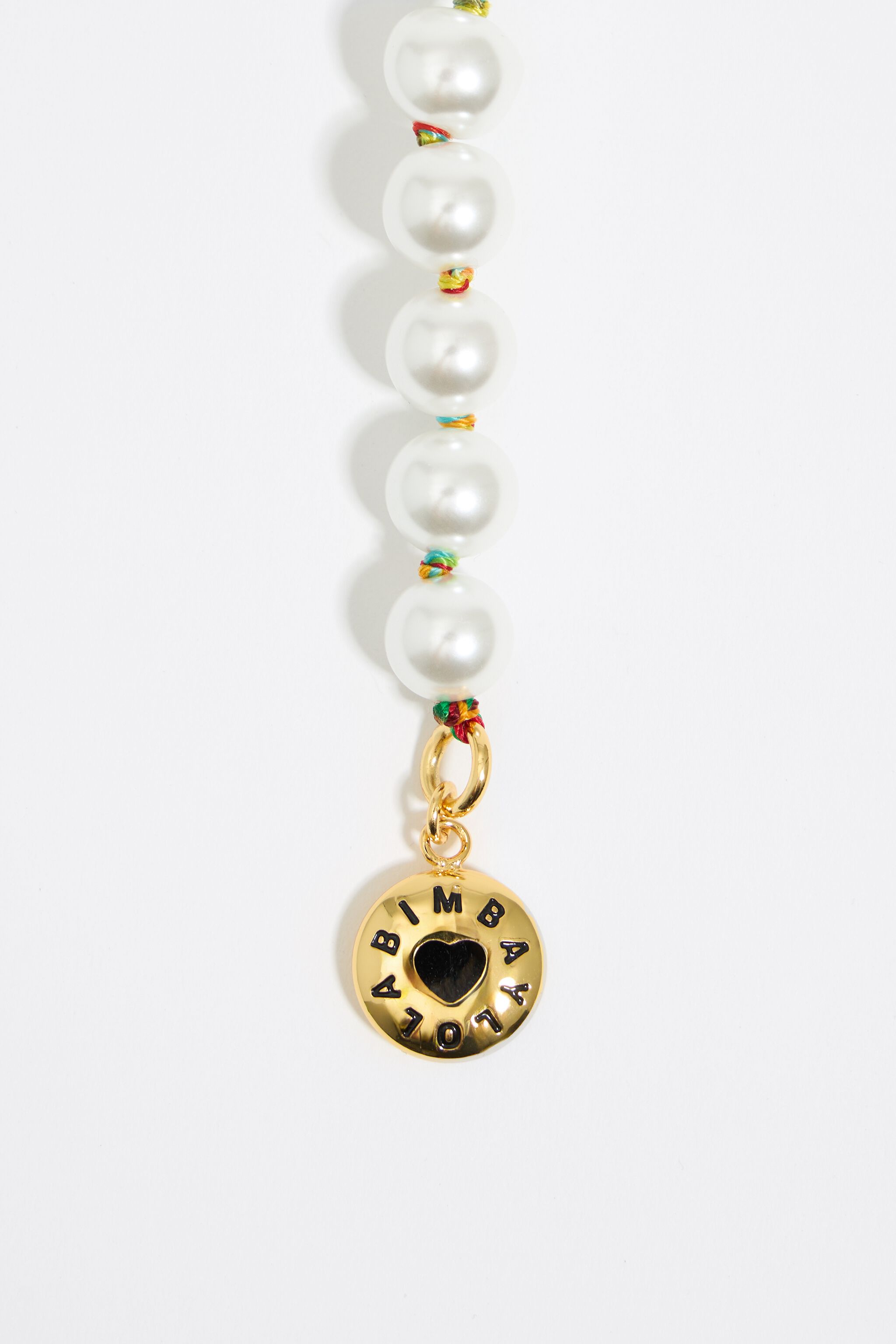 Candy logo pearl necklace and multicolor cord