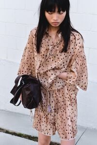 Watercolor Dots short-sleeve pleated shirt