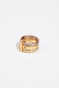 Anel bandas metal multiouro e cristais logo multicolor