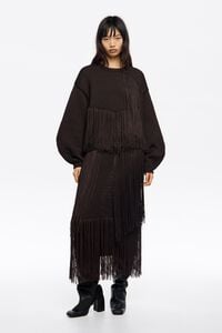 Falda tejido flecos café