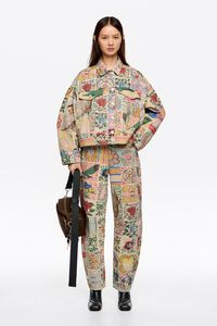 Chamarra denim flowers patchwork