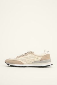 Cream suede and fabric 13 23 sneaker