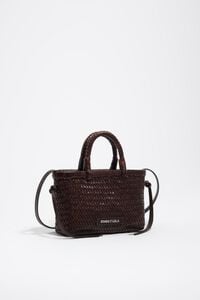 Bolsa mini trenzada piel caf&eacute; oscuro