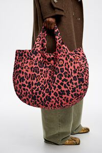 Bolsa shopper nylon print Leopard rosa eléctrico